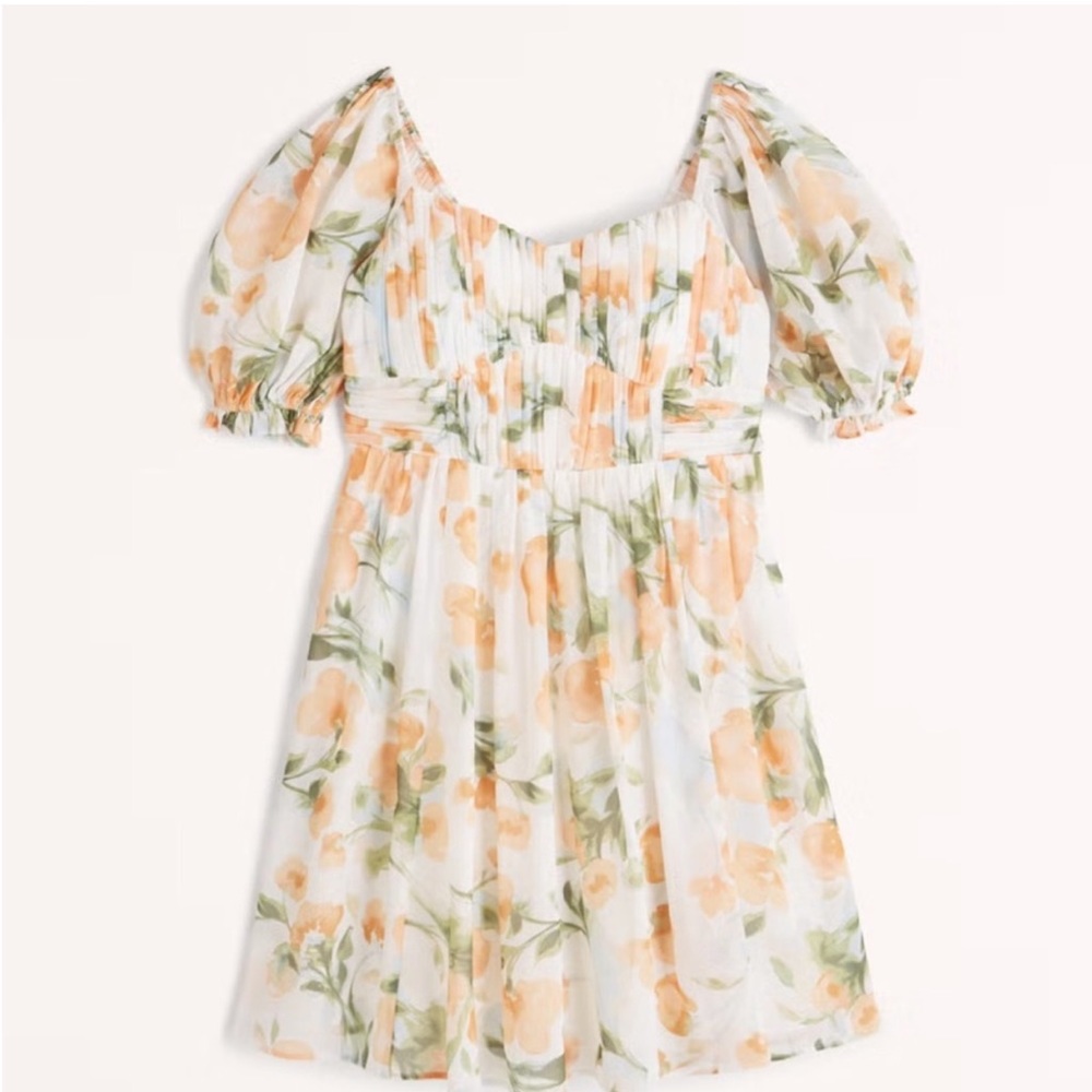 Abercrombie - Ruched Ruffle Puff Sleeve Mini Dress XXS